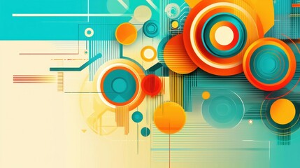 Obraz premium Abstract Wheel of Progress: A wheel filled with geometric patterns and symbols, with each turn of the wheel representing new challenges and growth, continually moving forward