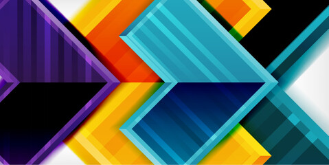 Arrow symbols created with 3d effects and line texture geometric abstract background