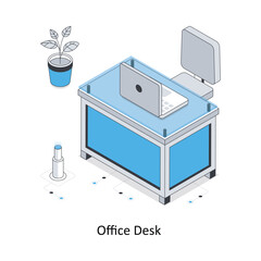 Office Desk  Isometric stock illustration. EPS File stock illustration