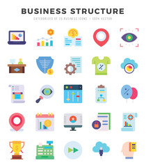 Business Structure icons Pack. Flat icons set. Business Structure collection set. Simple vector icons.
