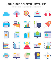 Set of Business Structure Icons. Simple Flat art style icons pack. Vector illustration.