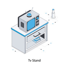 Tv Stand Isometric stock illustration. EPS File stock illustration