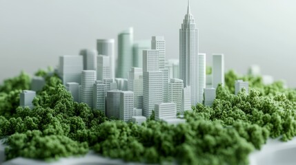 Obraz premium A carbon-neutral economy model, highlighting the integration of green technologies and sustainable financial systems.