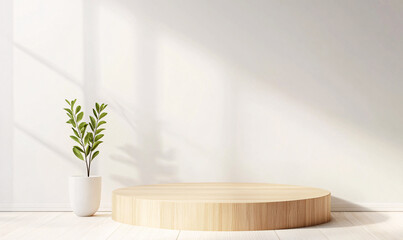 Minimalist Wooden Podium Display-generative ai