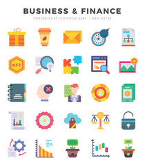 Set of Business & Finance Icons Flat icons collection.