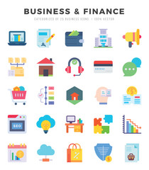 Business & Finance Icons bundle. Flat style Icons. Vector illustration.