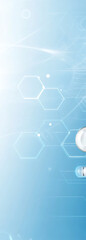 A Modern Black Stethoscope on Blue and White Medical Background, Highlighting Professionalism and High-Tech Feeling