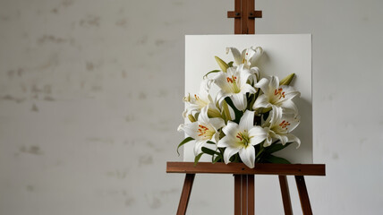 The 3D lily display easel offers a captivating blend of art and nature, bringing a realistic floral display to any space.