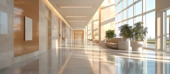 Obraz premium Soft focus blurring in a hospital corridor background.