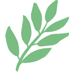Fototapeta premium A Simple Plant Pattern Featuring Five Elliptical Leaves in Light Green, Arranged in a Straight Line, with a Clean White Background