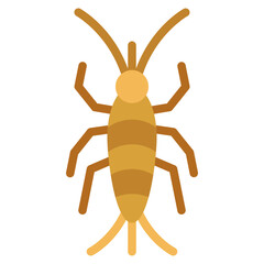 Stylized Illustration of a Brown Insect with Long Antennae