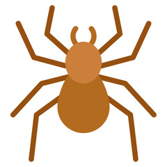 Brown Spider Illustration in Simple Vector Style