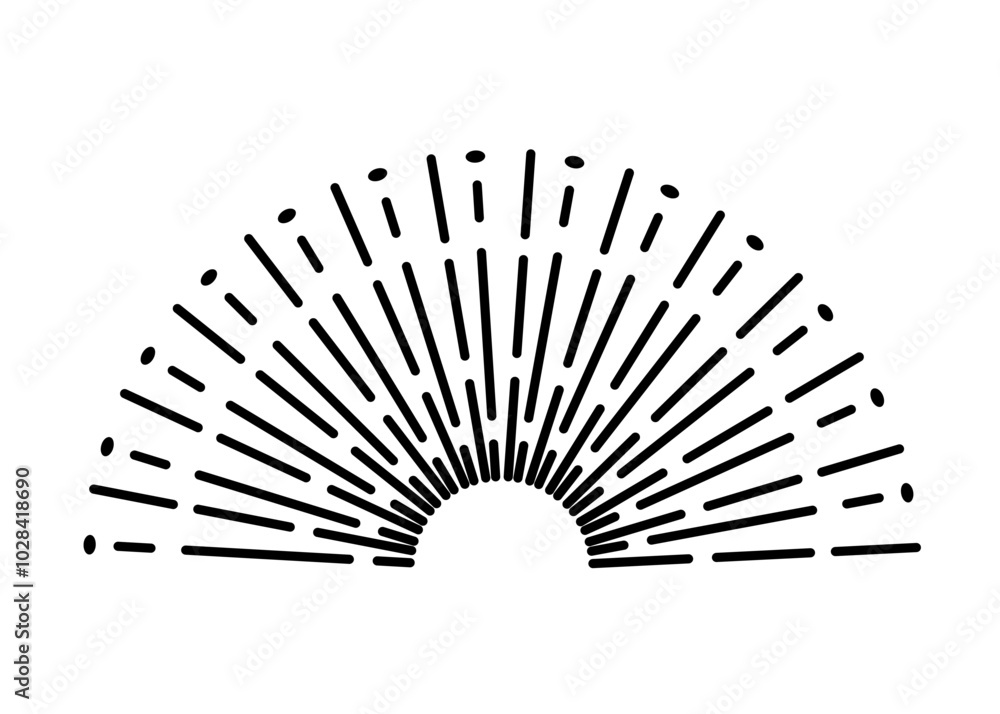 Poster sunburst firework explosion. retro hand drawn sparkle. bursting or light rays, linear drawing. vecto