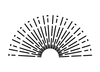 Sunburst firework explosion. Retro hand drawn sparkle. Bursting or light rays, linear drawing. Vector trendy hand drawn retro isolated design element