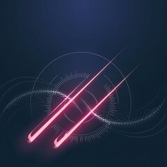 A futuristic vector illustration with a dark blue gradient background, featuring glowing diagonal light streaks in pink and red. Ai Generated