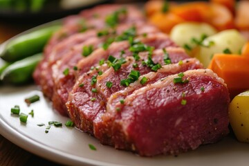 Close-up shot of juicy beef steak. Perfect for illustrating the deliciousness of a meal.