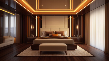 Fototapeta premium Minimalist Black and White Bedroom Design