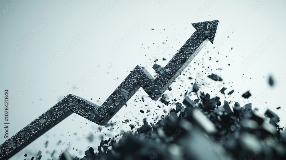 Aufkleber descending line graph: a simple, sharp line graph that descends like a staircase, representing a dro