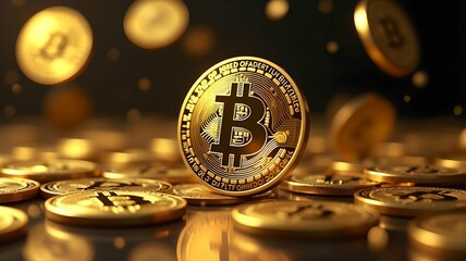 Falling Bitcoin Coins in a Digital Environment