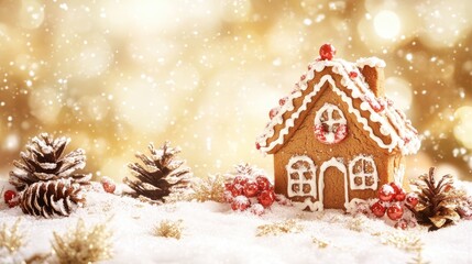 Cozy Gingerbread House with Winter Decorations