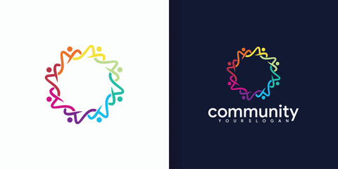 community logo icon, symbol of teamwork, family and business group. Vector illustration