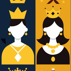 Naklejka premium Crown, Diamond, Tiara, Rhinestone - Royal Queen & King Gold Accessories