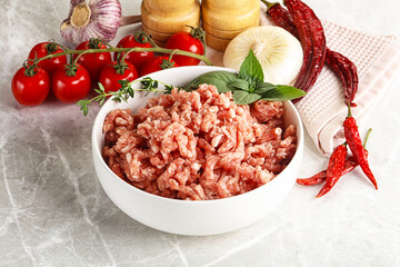 Raw minced pork uncooked meat