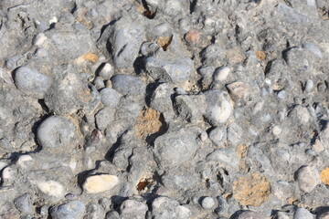 close up of texture of conglomerate rocks 