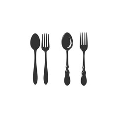 fork and spoon silhouette vector