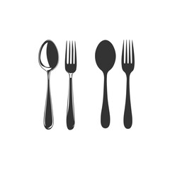 fork and spoon silhouette vector