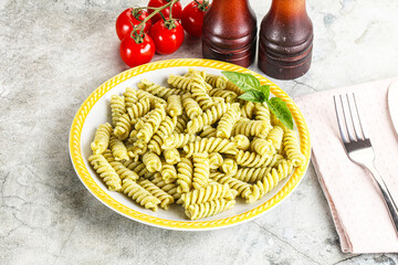 Italian pasta with basil pesto