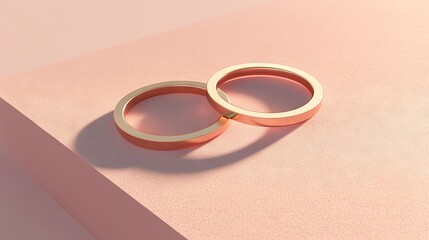 Elegant Gold Rings on Soft Pink Surface