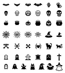 Spooky Minimalism: Flat Halloween Icon Set
