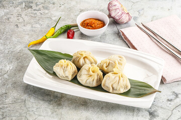 Chinese traditional steamed dumpligs momo
