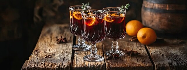 Mulled wine in a glass. Generated by ai.