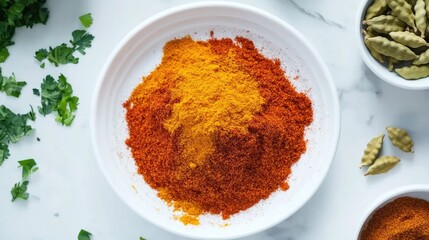 Vibrant Colorful Spices in a Bowl on White Background