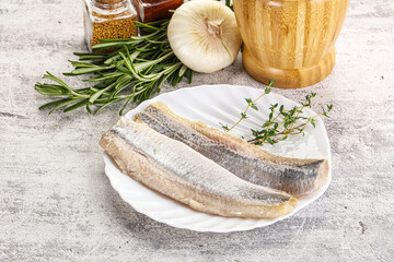 Pickled atlantic tasty herring fillet