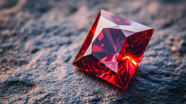 Shining ruby with rich red tones and intricate reflection
