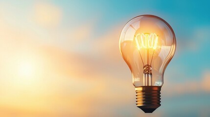 Lightbulb of Positivity: A lightbulb that grows from a small flicker into a brilliant, radiant sun as a person, face reflects determination and optimism