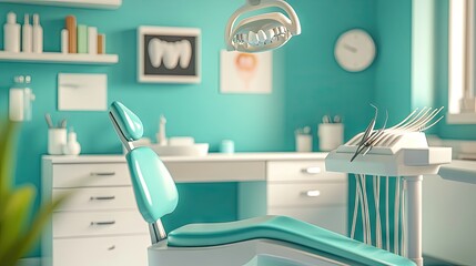 Modern Dental Clinic Interior with Turquoise Design