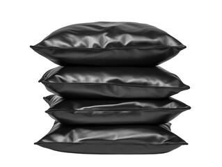 A set of soft, black cushions displayed in different angles, perfect for relaxing, isolated on white background PNG transparent.