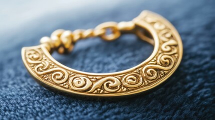 Naklejka premium Elegant Gold Earring with Intricate Design
