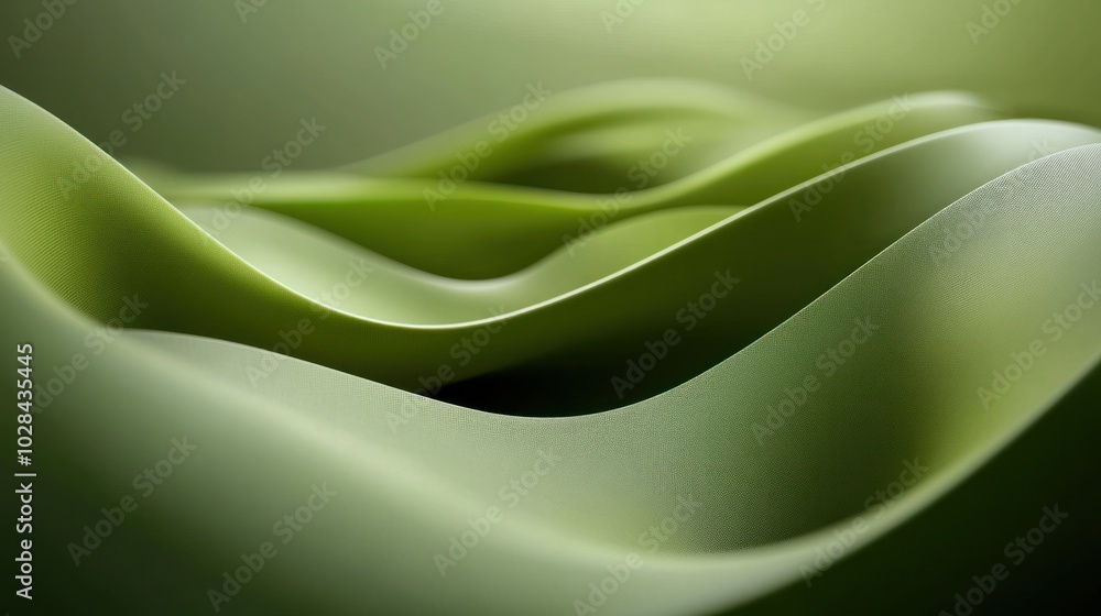 Poster a close-up of smooth, flowing green curves creating a serene and calming visual effect.