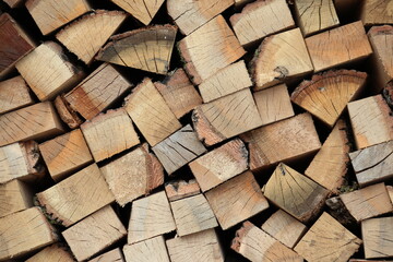 front view of chopped firewood