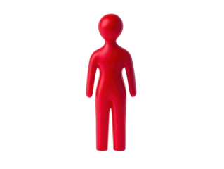 Red figure standing on an orange background PNG transparent.