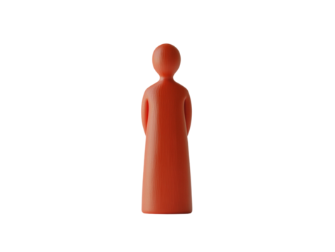 Red figure standing on an orange background PNG transparent.