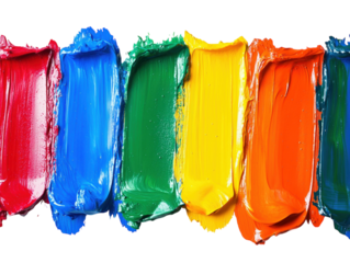 Colorful paint strokes on white background PNG transparent.