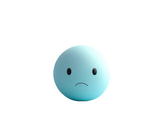 Blue ball with a sad face on a blue background PNG transparent.