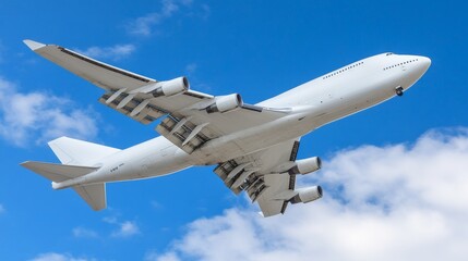 Cargo Airplane flying in blue sky. Fast long range delivery concept