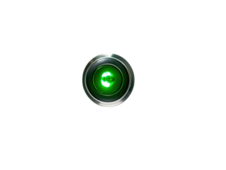 Information button on a machine with green light on white background PNG transparent.